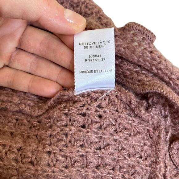 Anthropologie Moth Sz XS Rocia Ruffled Coccon Cardigan Waffle Knit Mauve Boho - Picture 12 of 16